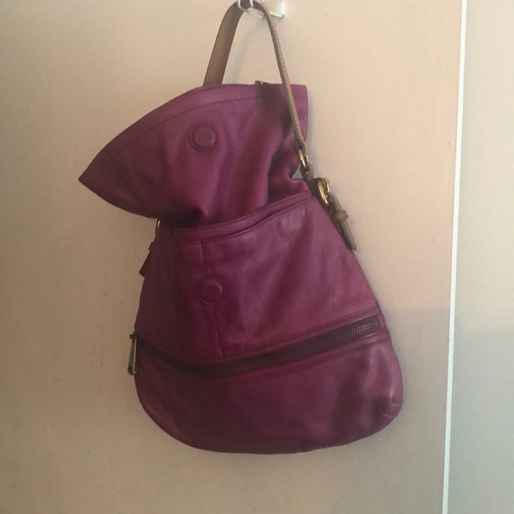 ✔️ Lucky Brand Leather Foldover Hobo EUC - Picture 2 of 6